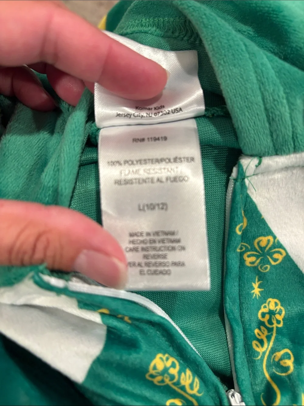 Kids Green Elf pjs  with Hood 10/12